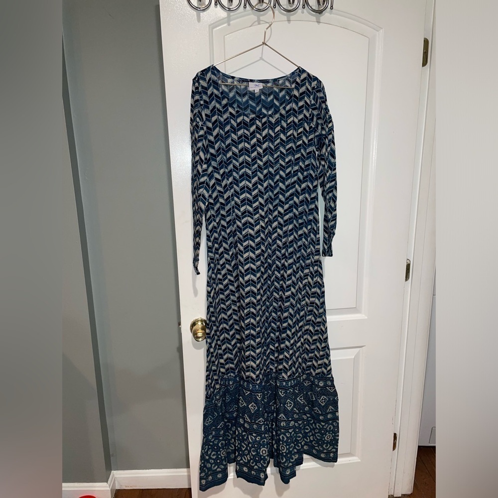 New! Pax Philomena X Anthropologie Prisma Indigo Mermaid Kaftan Maxi Dresssmall — image 6 of 8